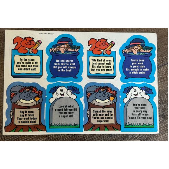 Vintage 80s Teachers Halloween Stickers Lot Reward Incentive Garfield Pumpkins - Picture 6 of 11